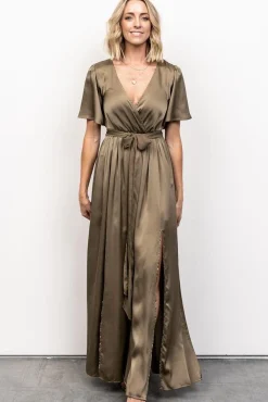 Baltic Born maxi dresses|WEDDING SUITE|Sicily Satin Maxi Dress | Olive