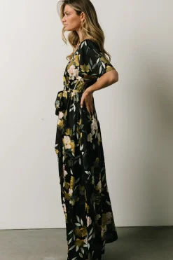 Baltic Born maxi dresses|WEDDING SUITE|Sicily Satin Maxi Dress | Black Floral