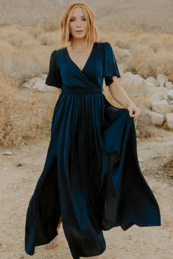 Baltic Born maxi dresses|WEDDING SUITE|Sicily Satin Maxi Dress | Navy