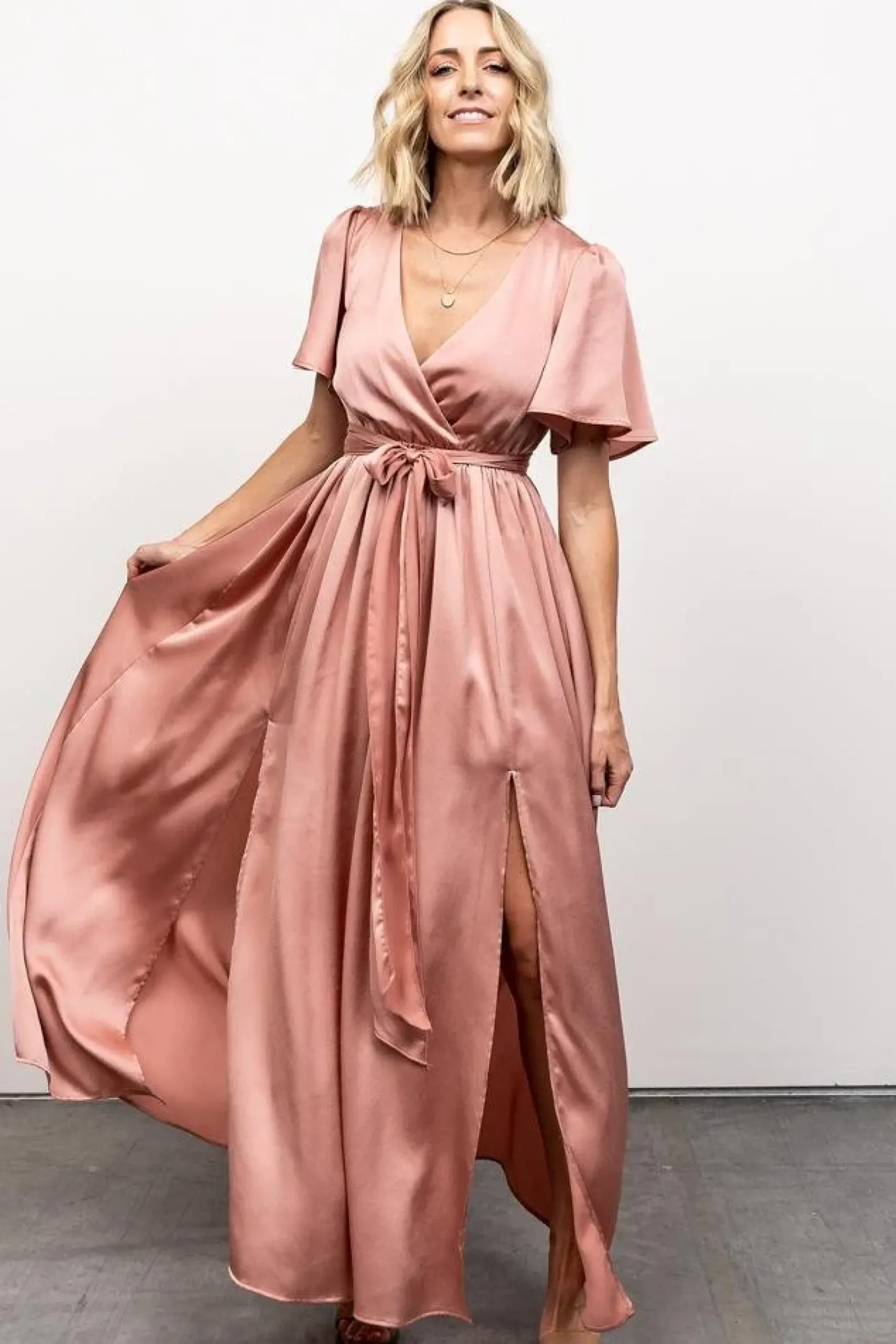 Baltic Born maxi dresses|WEDDING SUITE|Sicily Satin Maxi Dress | Blush