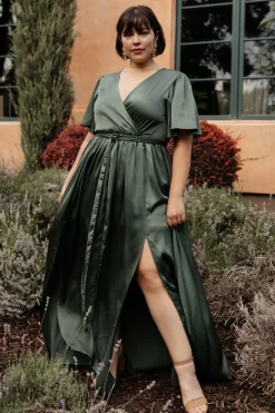 Baltic Born maxi dresses|WEDDING SUITE|Sicily Satin Maxi Dress | Dusty Green