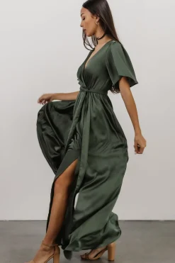 Baltic Born maxi dresses|WEDDING SUITE|Sicily Satin Maxi Dress | Dusty Green