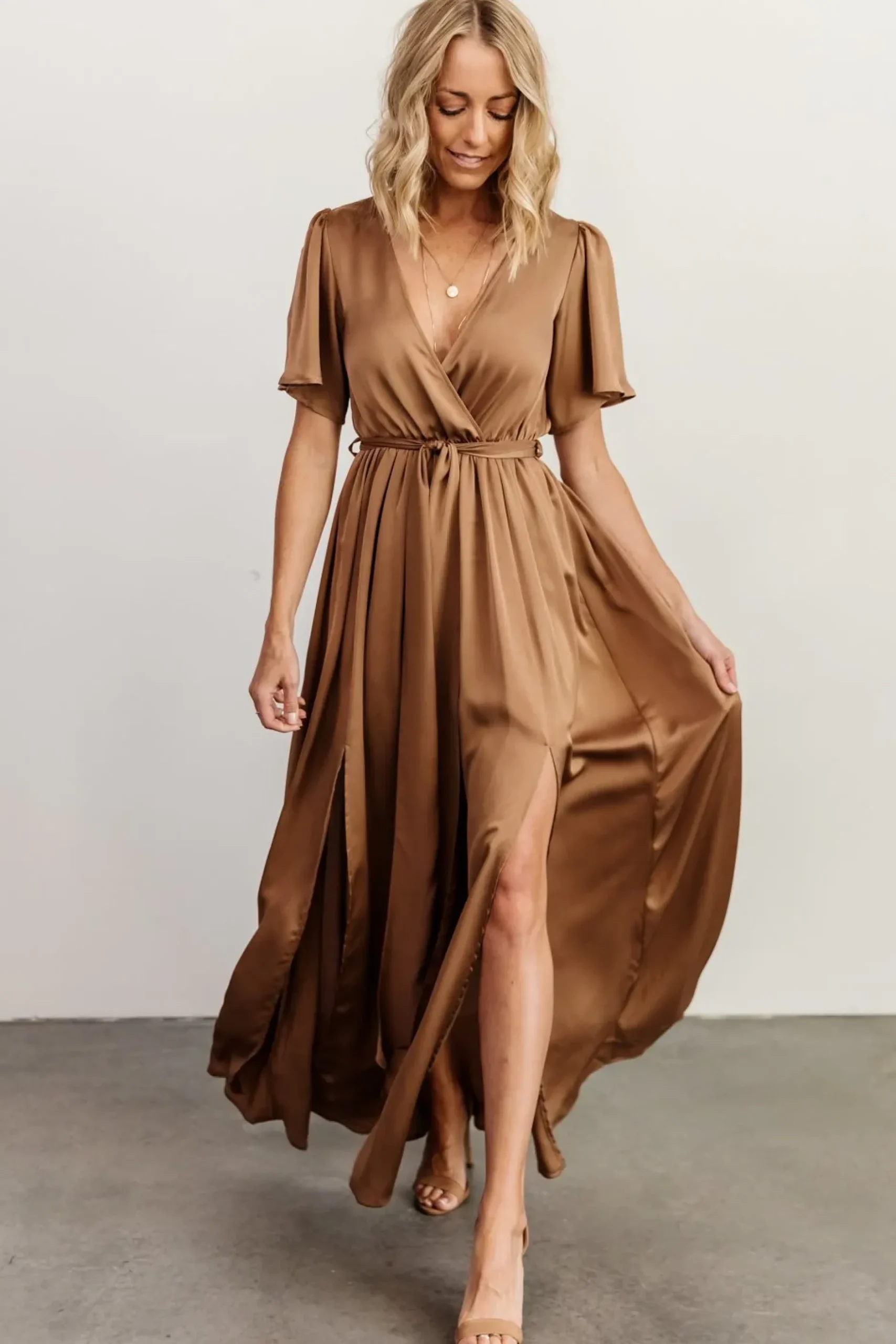 Baltic Born maxi dresses|WEDDING SUITE|Sicily Satin Maxi Dress | Mocha