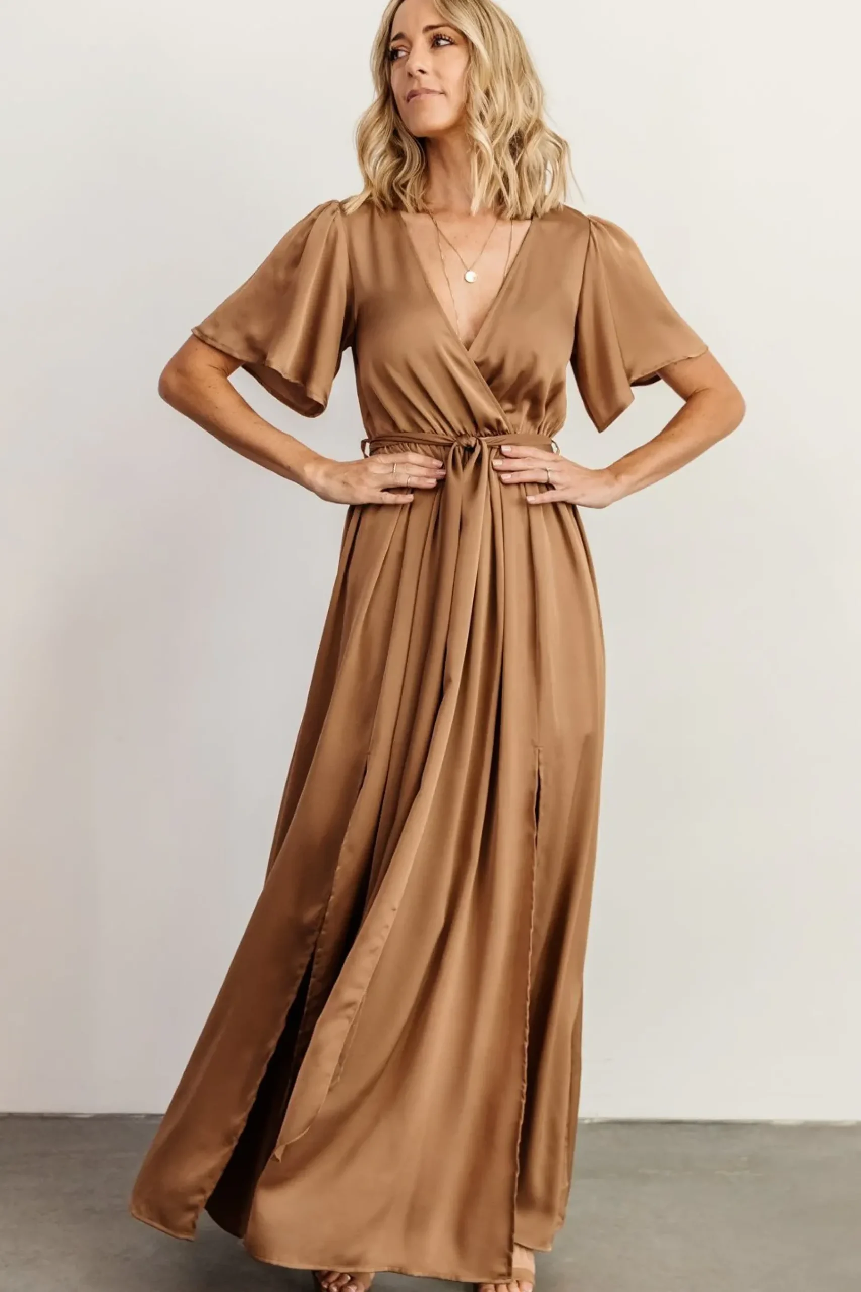 Baltic Born maxi dresses|WEDDING SUITE|Sicily Satin Maxi Dress | Mocha