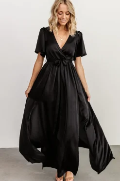 Baltic Born maxi dresses|WEDDING SUITE|Sicily Satin Maxi Dress | Black
