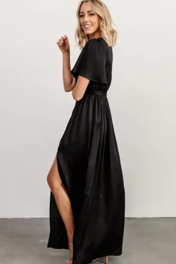 Baltic Born maxi dresses|WEDDING SUITE|Sicily Satin Maxi Dress | Black