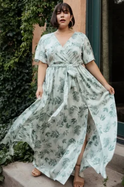 Baltic Born SALE|Sicily Satin Maxi Dress | Sage Floral