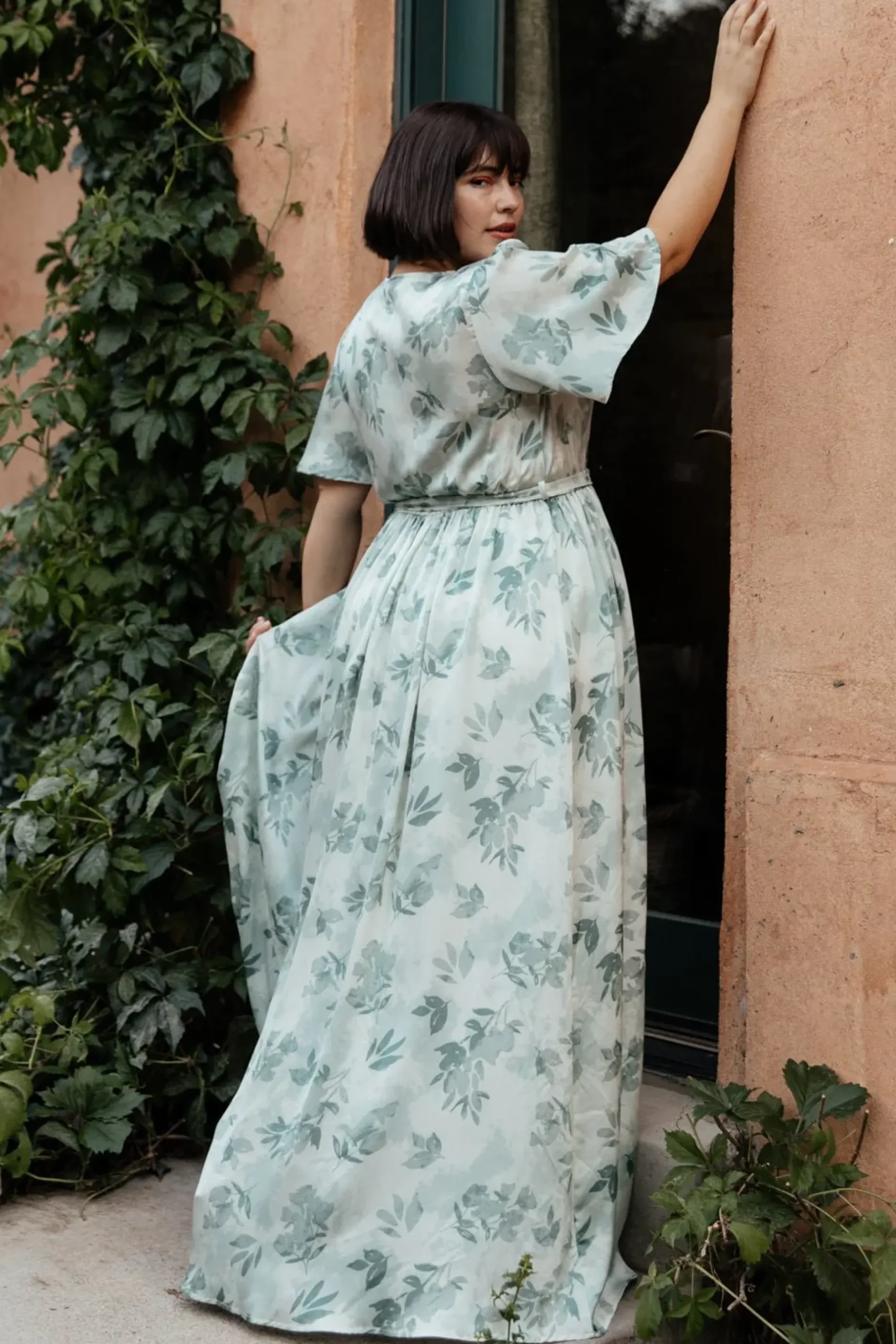 Baltic Born SALE|Sicily Satin Maxi Dress | Sage Floral