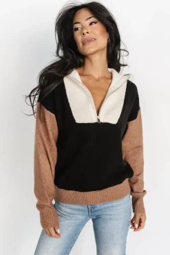 Baltic Born COMING SOON|Sigrid Half-Zip Sweater | Black Multi