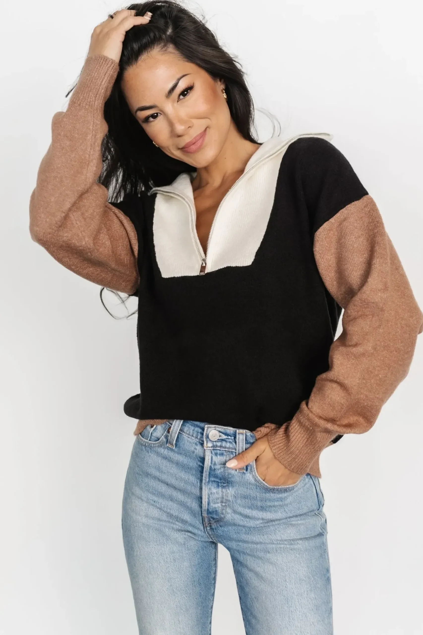 Baltic Born COMING SOON|Sigrid Half-Zip Sweater | Black Multi