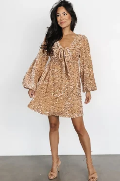 Baltic Born embellished + sequined|Simone Sequin Mini Dress | Gold