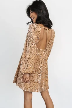 Baltic Born embellished + sequined|Simone Sequin Mini Dress | Gold