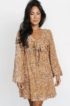 Baltic Born embellished + sequined|Simone Sequin Mini Dress | Gold