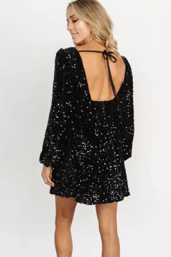 Baltic Born embellished + sequined|Simone Sequin Mini Dress | Black