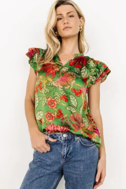 Baltic Born blouses + shirts|Skyler Ruffle Top | Green Multi