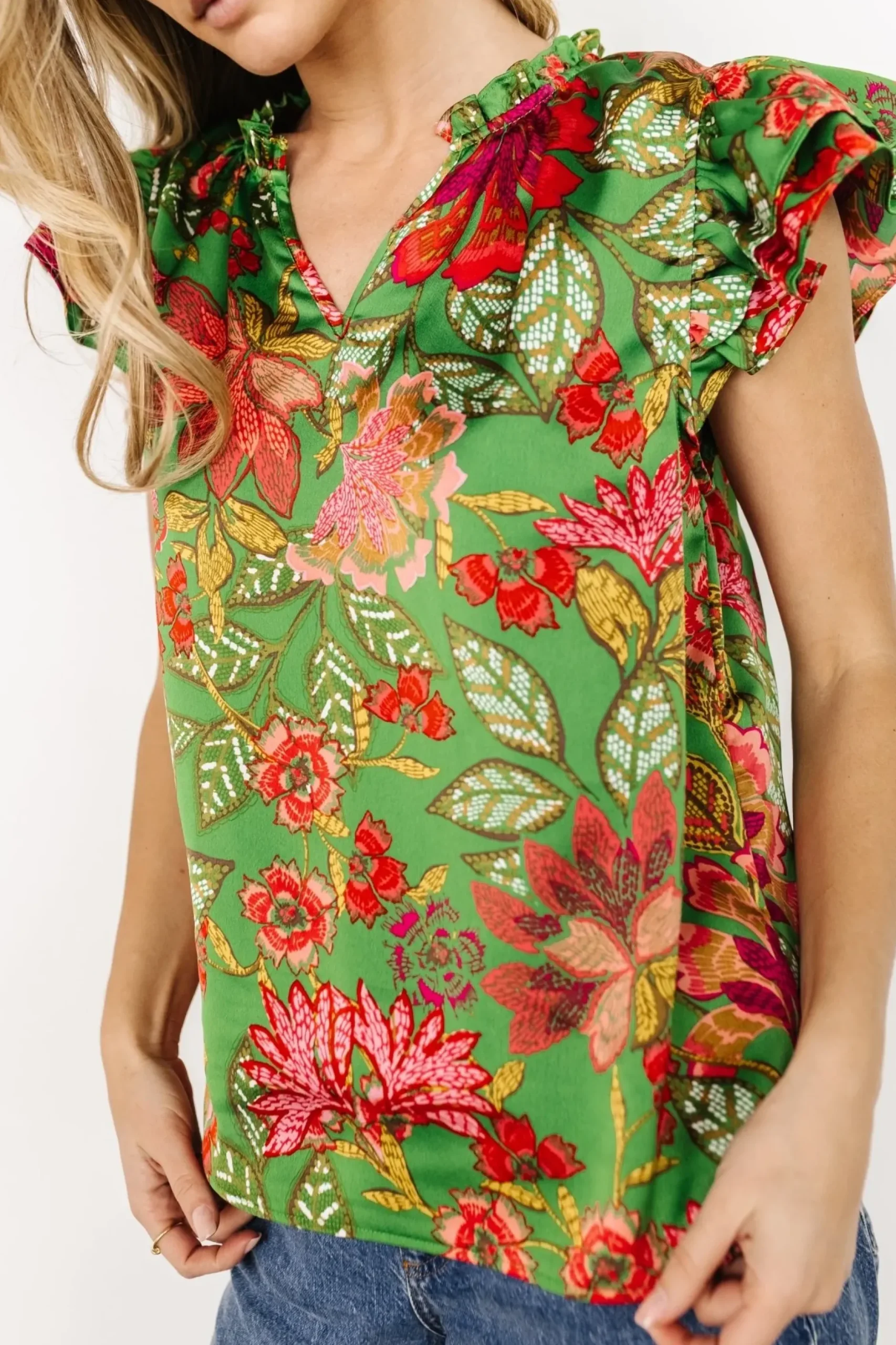 Baltic Born blouses + shirts|Skyler Ruffle Top | Green Multi