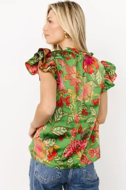 Baltic Born blouses + shirts|Skyler Ruffle Top | Green Multi