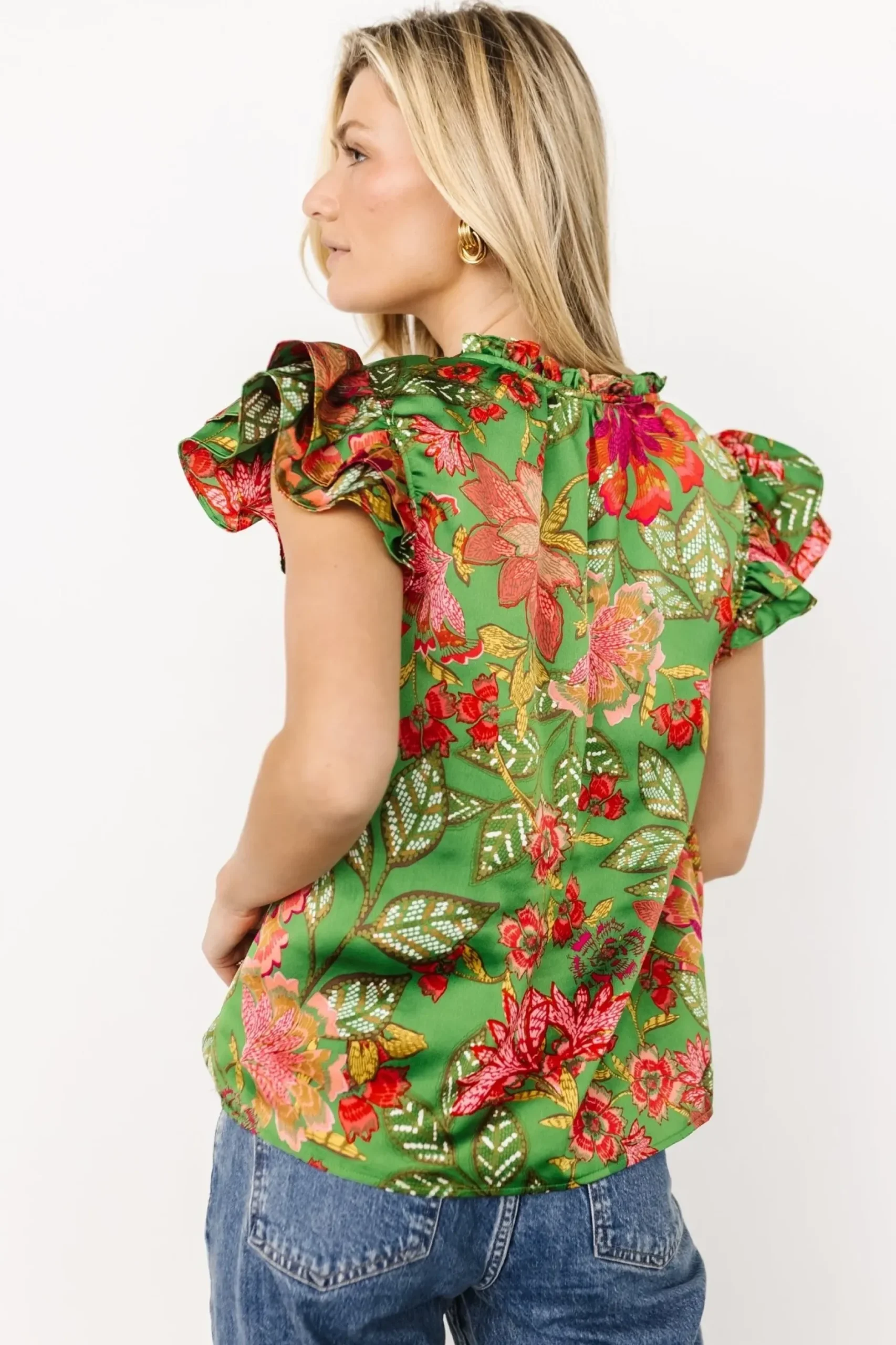 Baltic Born blouses + shirts|Skyler Ruffle Top | Green Multi