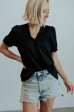 Baltic Born blouses + shirts|Sloane Button Top | Black