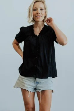 Baltic Born blouses + shirts|Sloane Button Top | Black