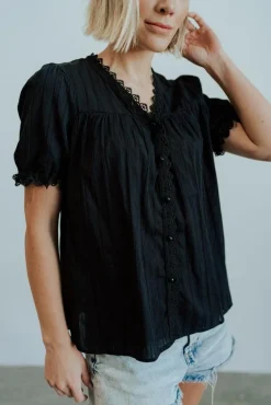 Baltic Born blouses + shirts|Sloane Button Top | Black