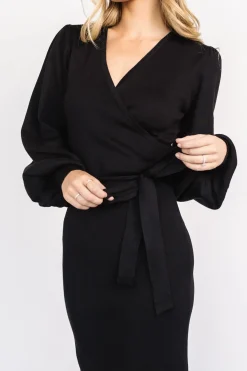 Baltic Born midi dresses|TOPS|Soho Bubble Sleeve Sweater Dress | Black