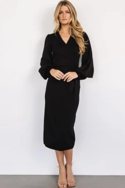 Baltic Born midi dresses|TOPS|Soho Bubble Sleeve Sweater Dress | Black