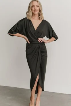 Baltic Born midi dresses|WEDDING SUITE|Solana Ruched Dress | Black