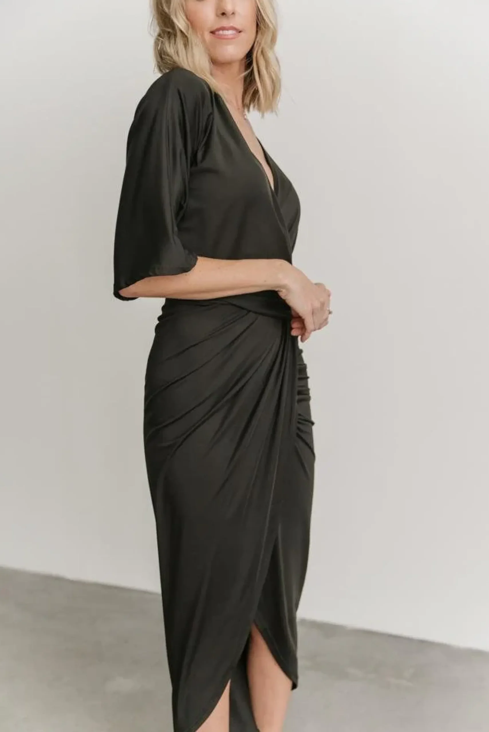 Baltic Born midi dresses|WEDDING SUITE|Solana Ruched Dress | Black