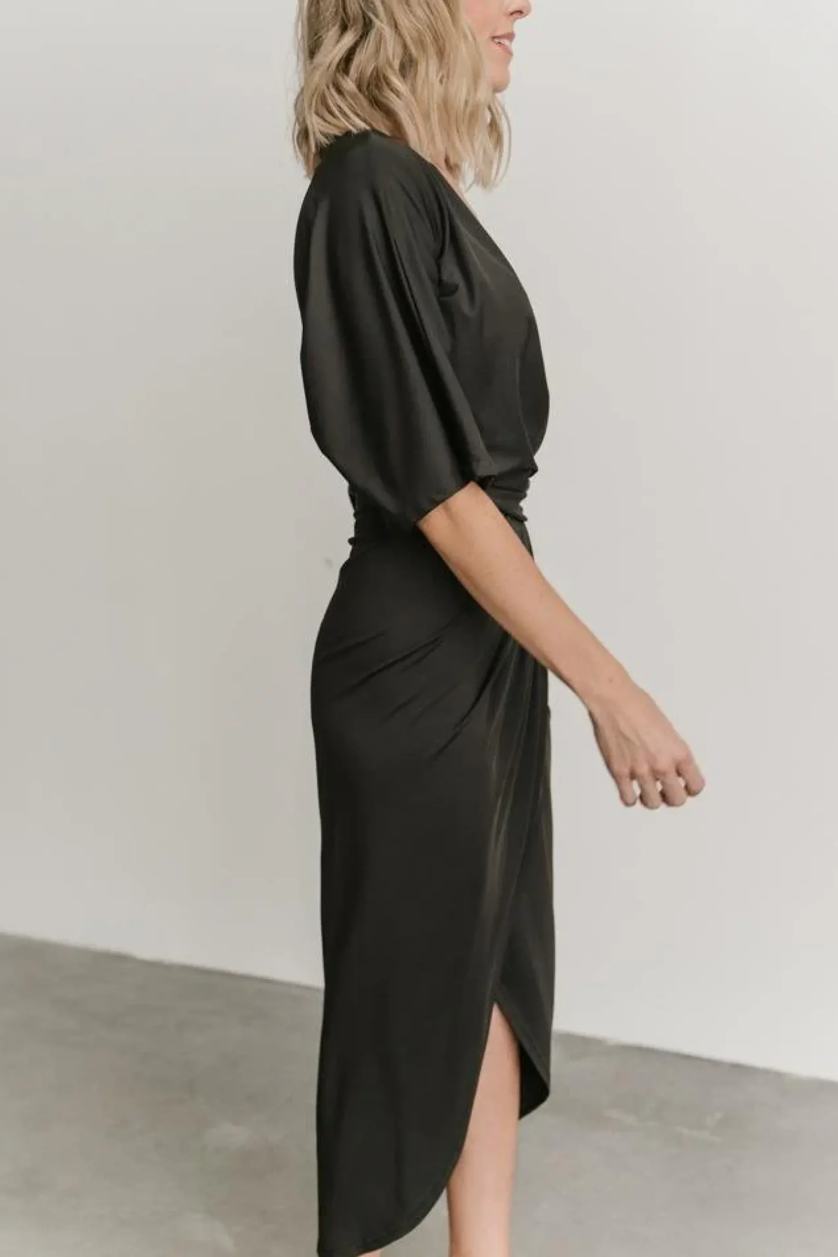 Baltic Born midi dresses|WEDDING SUITE|Solana Ruched Dress | Black