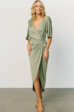 Baltic Born midi dresses|WEDDING SUITE|Solana Ruched Dress | Dusty Sage