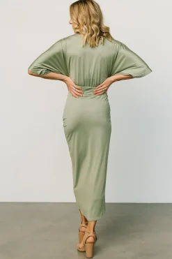 Baltic Born midi dresses|WEDDING SUITE|Solana Ruched Dress | Dusty Sage