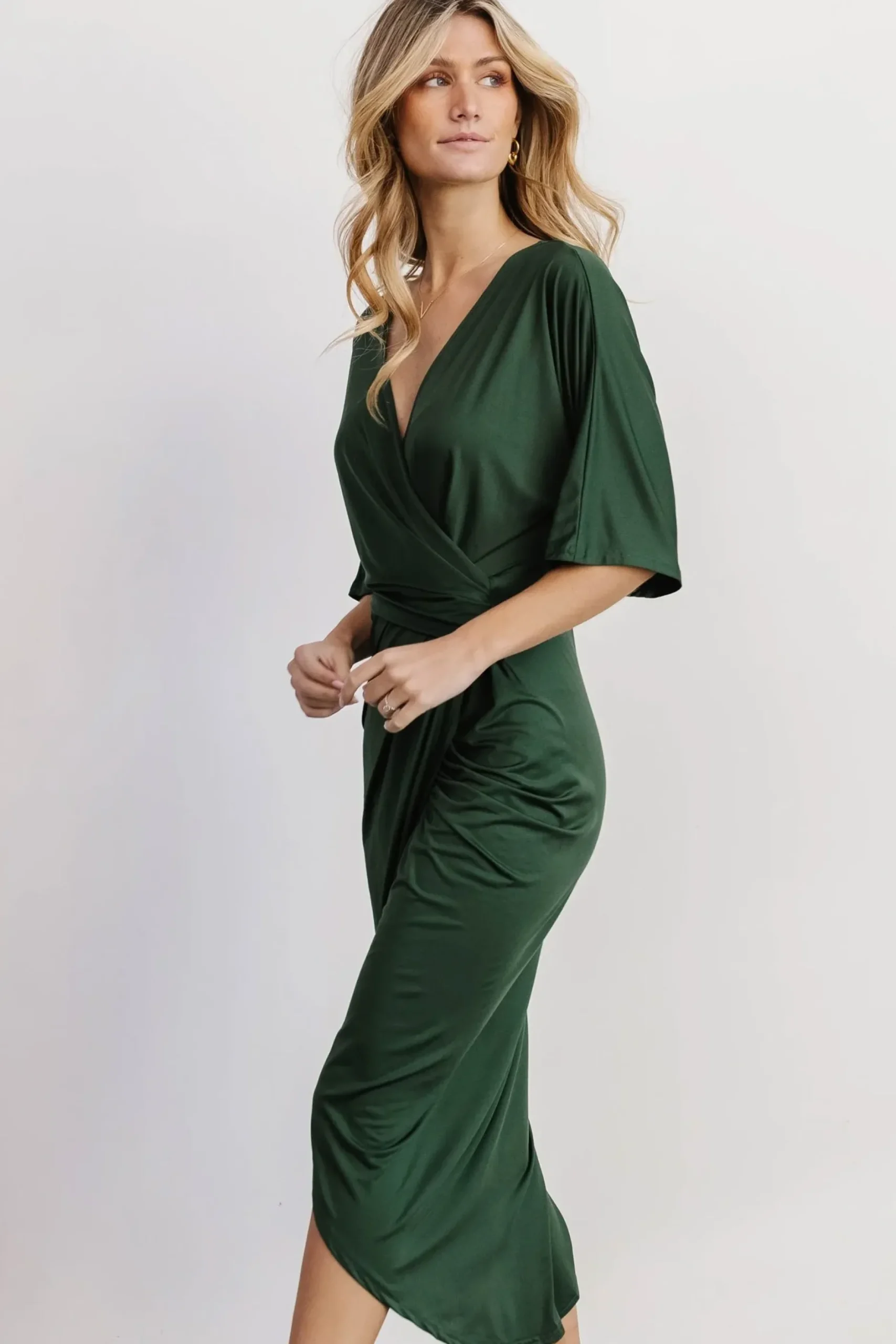 Baltic Born BEST SELLERS|WEDDING SUITE|Solana Ruched Dress | Hunter Green