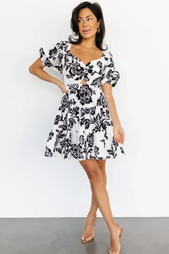 Baltic Born short dresses|Sophronia Mini Dress | Cream + Black