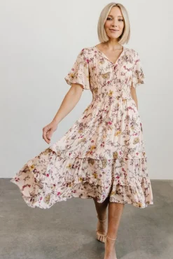 Baltic Born midi dresses|bump friendly|Spell Boho Midi Dress | Blush Floral