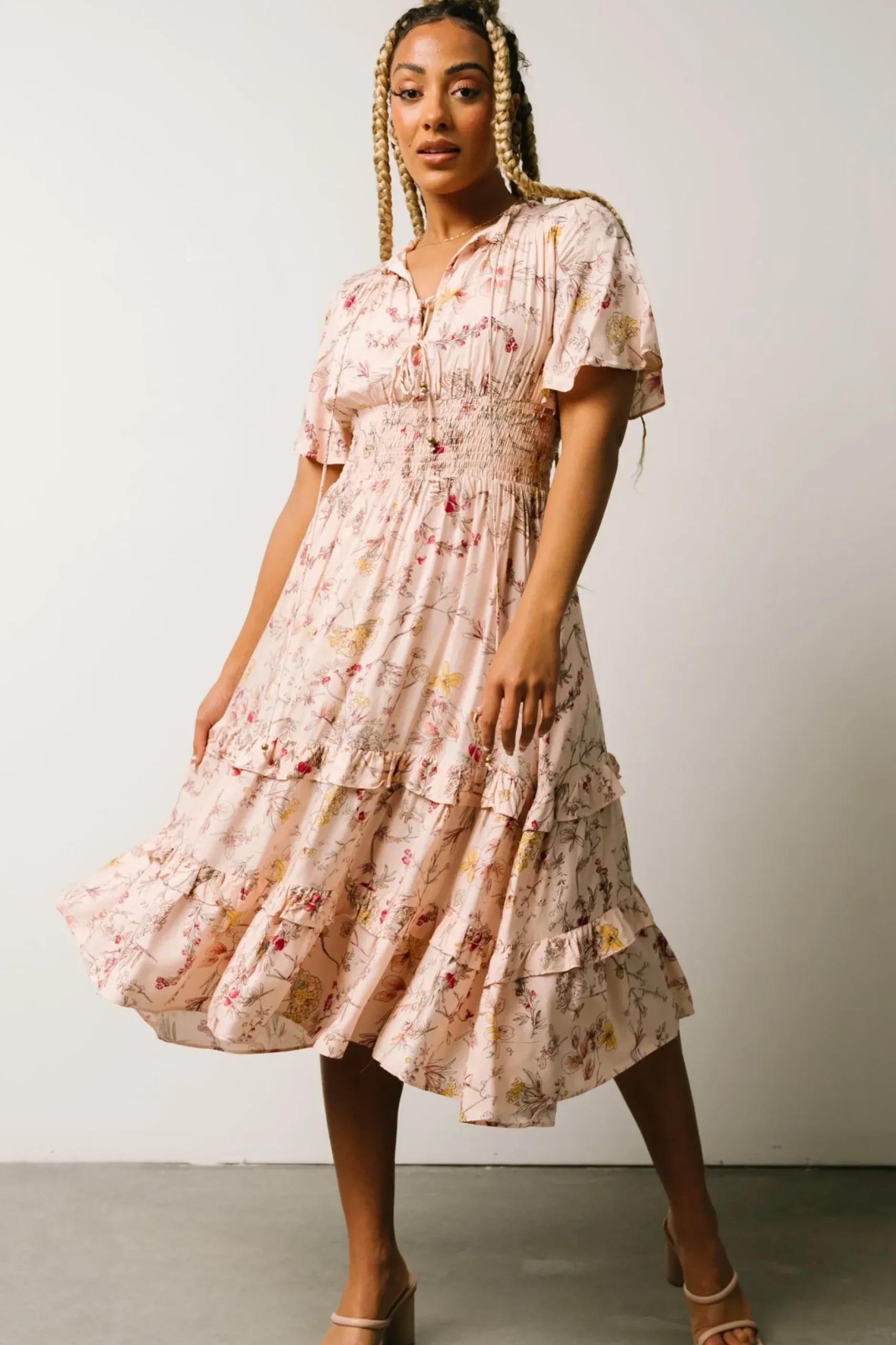 Baltic Born midi dresses|bump friendly|Spell Boho Midi Dress | Blush Floral