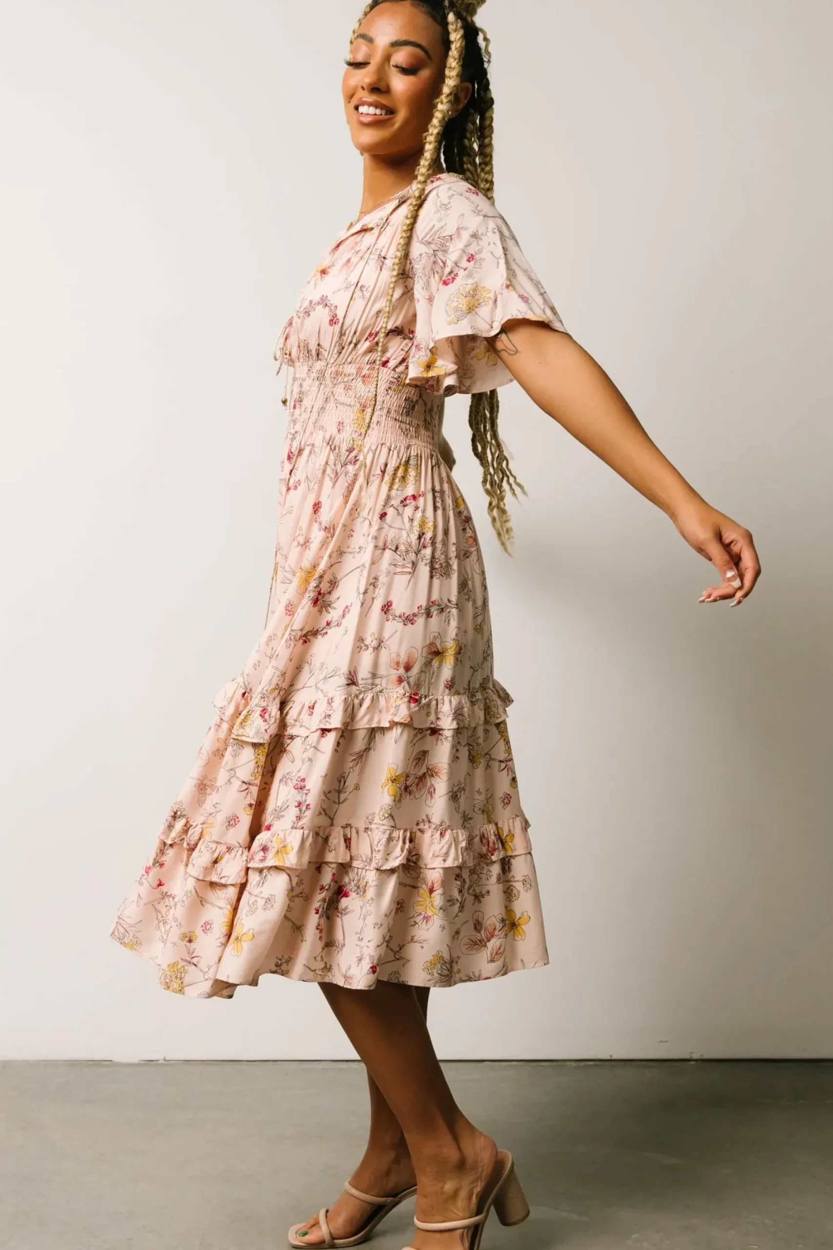 Baltic Born midi dresses|bump friendly|Spell Boho Midi Dress | Blush Floral