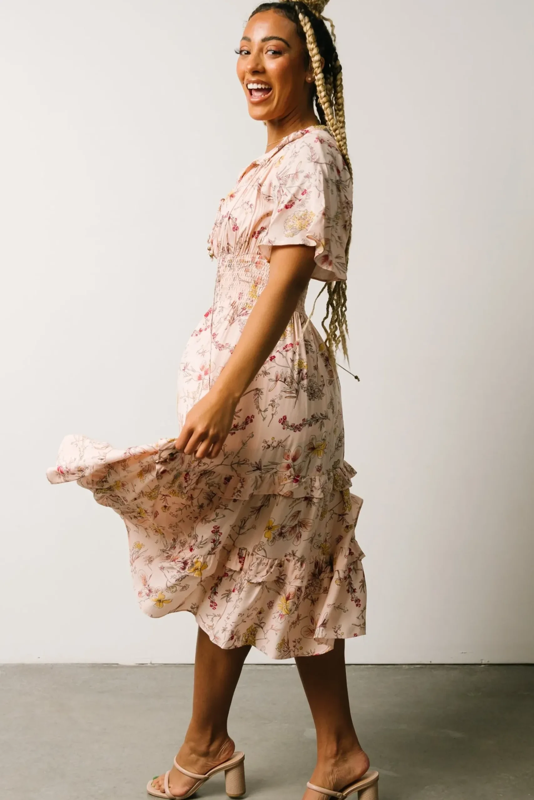 Baltic Born midi dresses|bump friendly|Spell Boho Midi Dress | Blush Floral