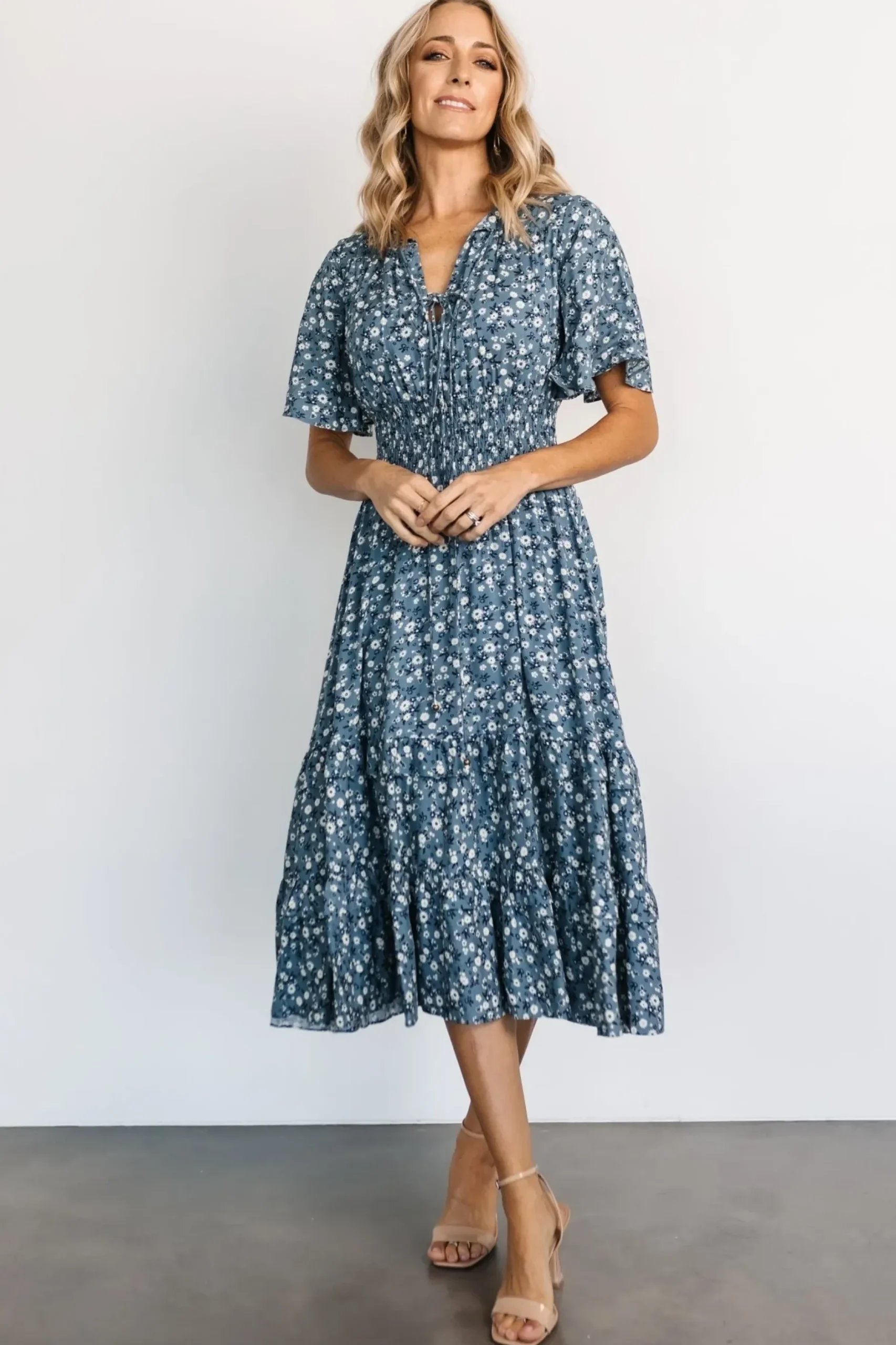 Baltic Born midi dresses|bump friendly|Spell Boho Midi Dress | Blue Floral