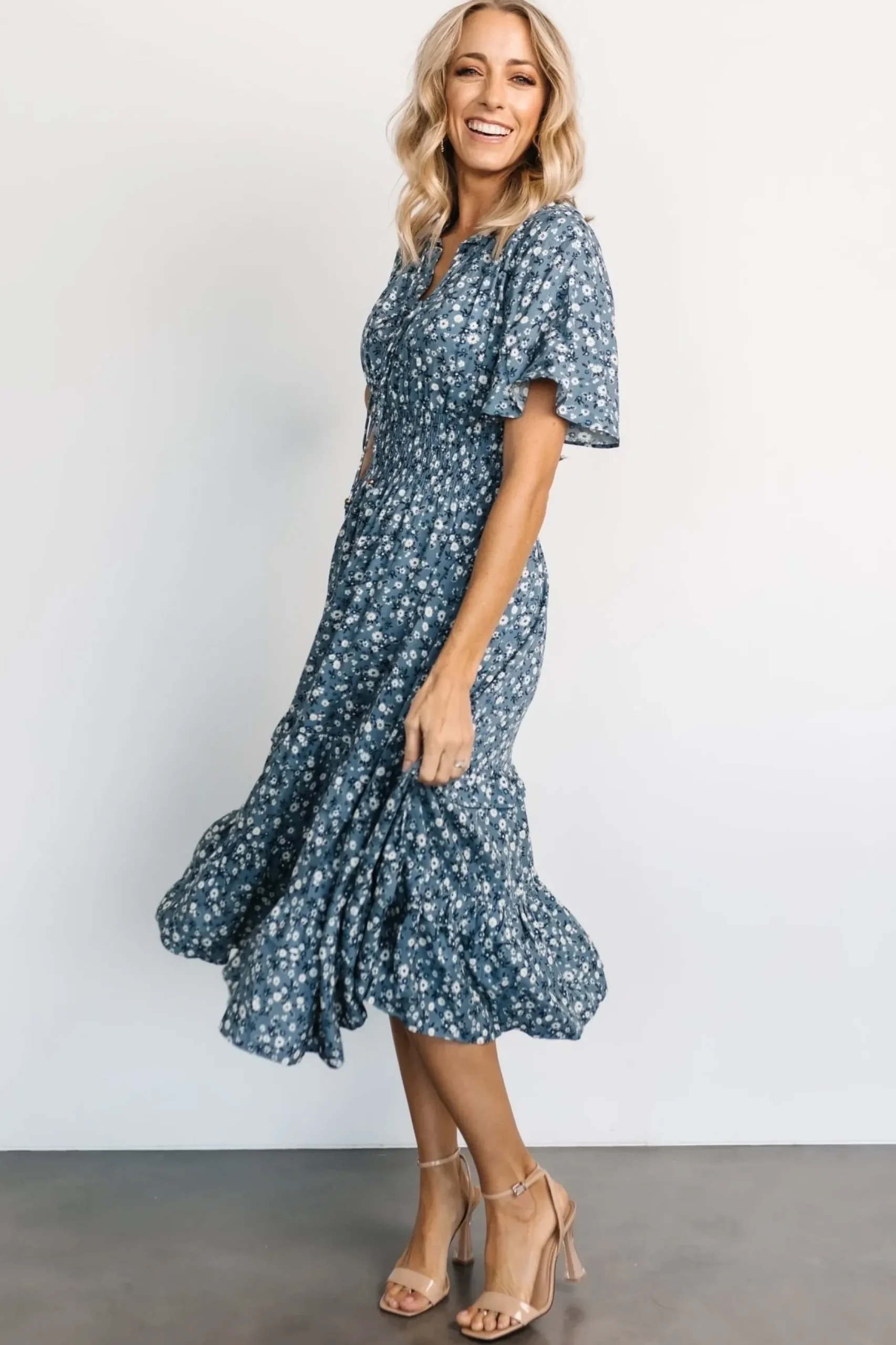 Baltic Born midi dresses|bump friendly|Spell Boho Midi Dress | Blue Floral