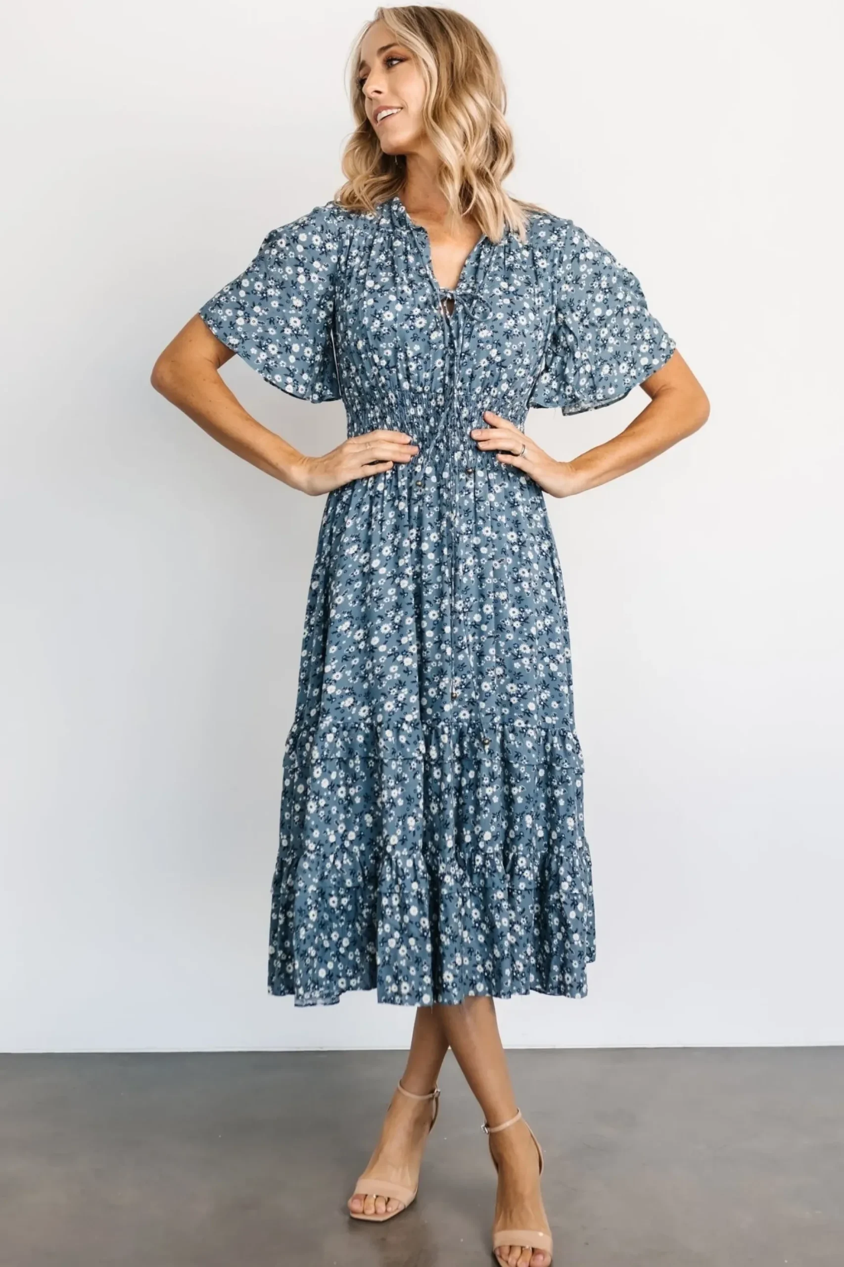 Baltic Born midi dresses|bump friendly|Spell Boho Midi Dress | Blue Floral