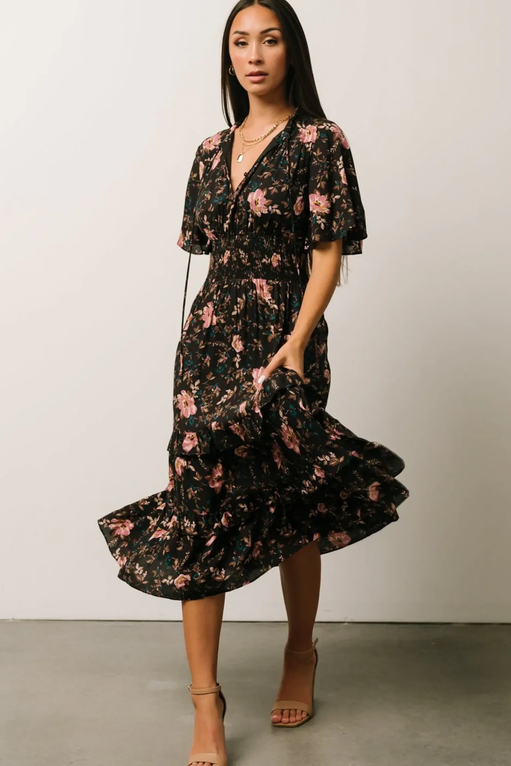 Baltic Born midi dresses|bump friendly|Spell Boho Midi Dress | Midnight Garden