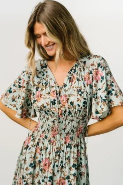 Baltic Born midi dresses|bump friendly|Spell Boho Midi Dress | Sage + Pink Floral