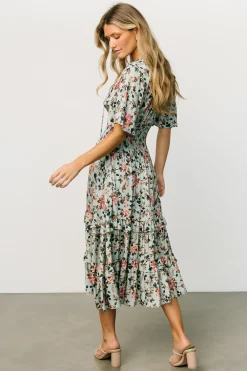 Baltic Born midi dresses|bump friendly|Spell Boho Midi Dress | Sage + Pink Floral