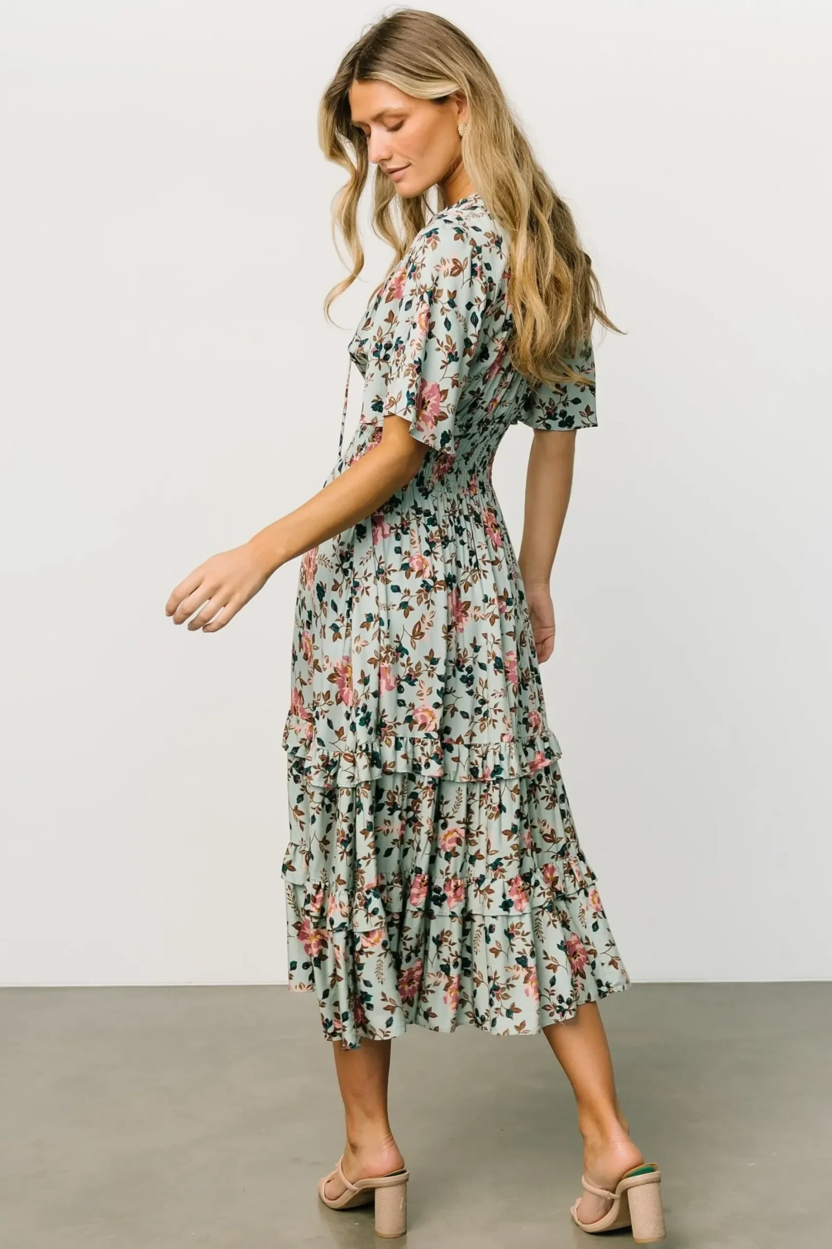 Baltic Born midi dresses|bump friendly|Spell Boho Midi Dress | Sage + Pink Floral
