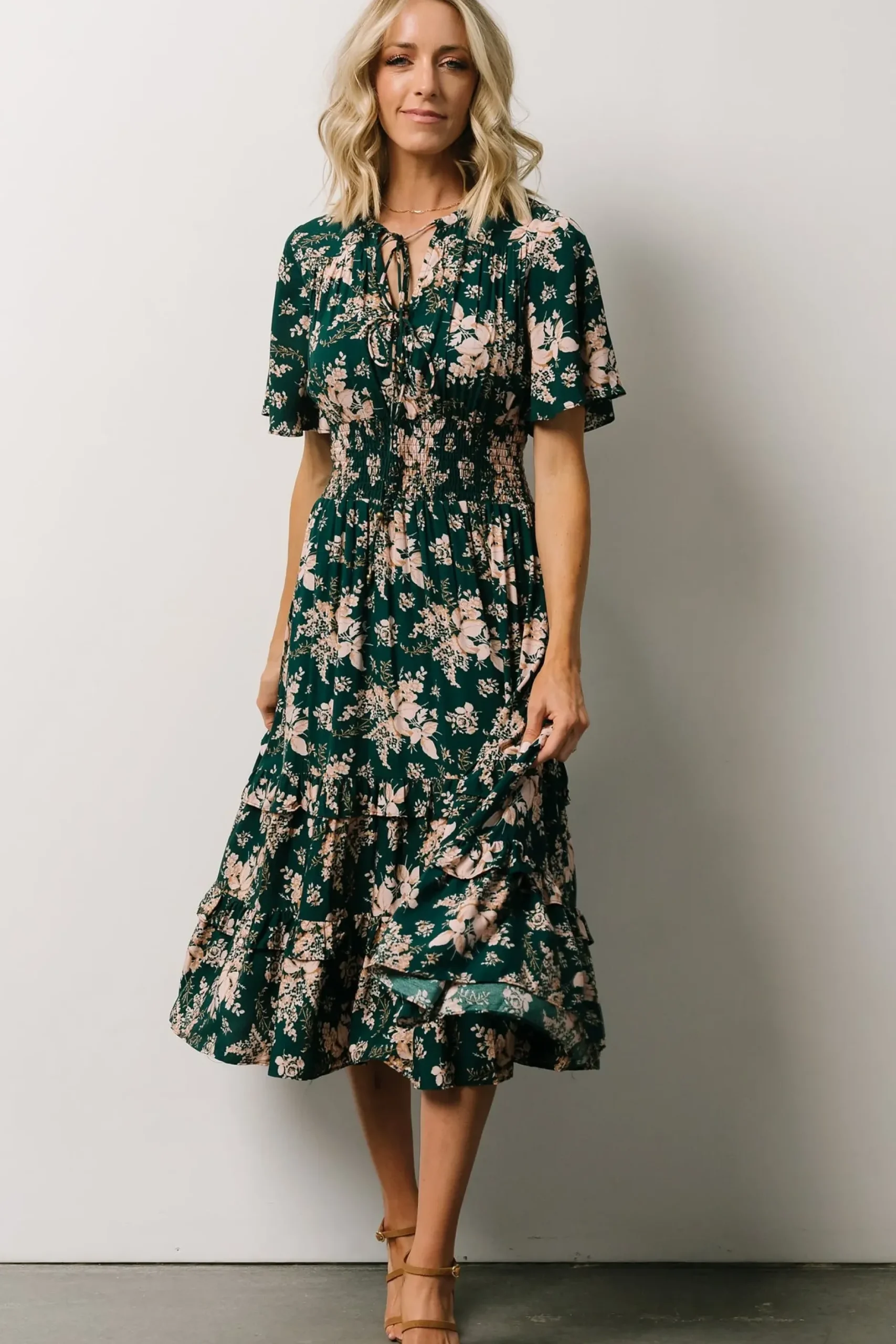 Baltic Born midi dresses|bump friendly|Spell Boho Midi Dress | Topaz + Blush Floral