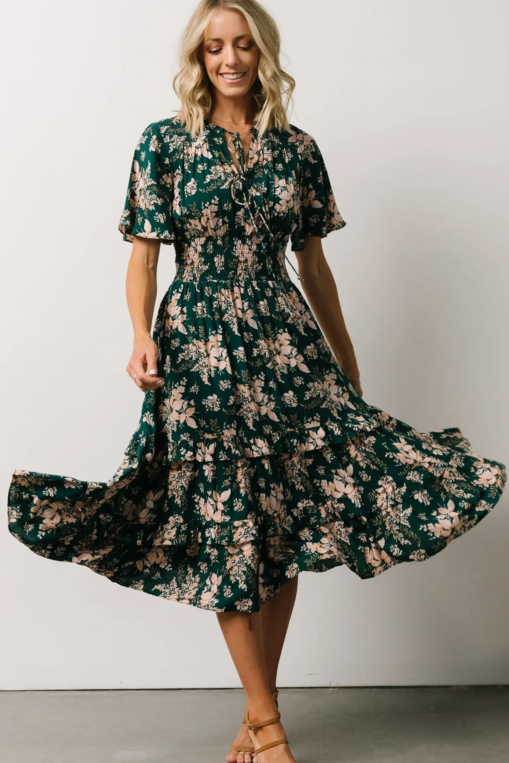 Baltic Born midi dresses|bump friendly|Spell Boho Midi Dress | Topaz + Blush Floral
