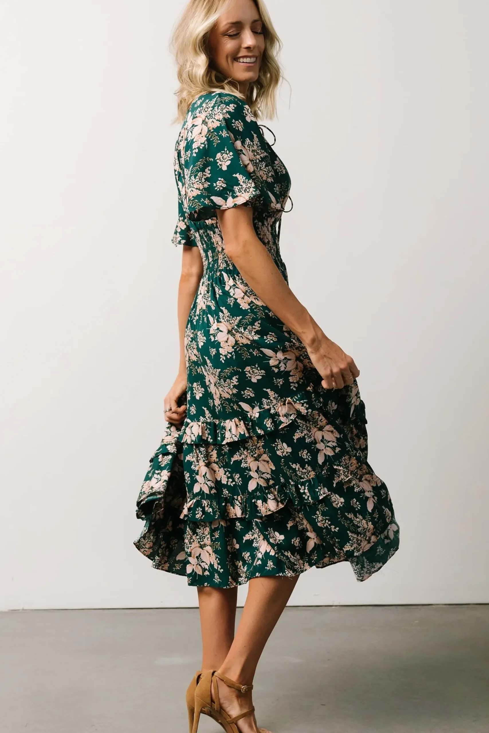 Baltic Born midi dresses|bump friendly|Spell Boho Midi Dress | Topaz + Blush Floral