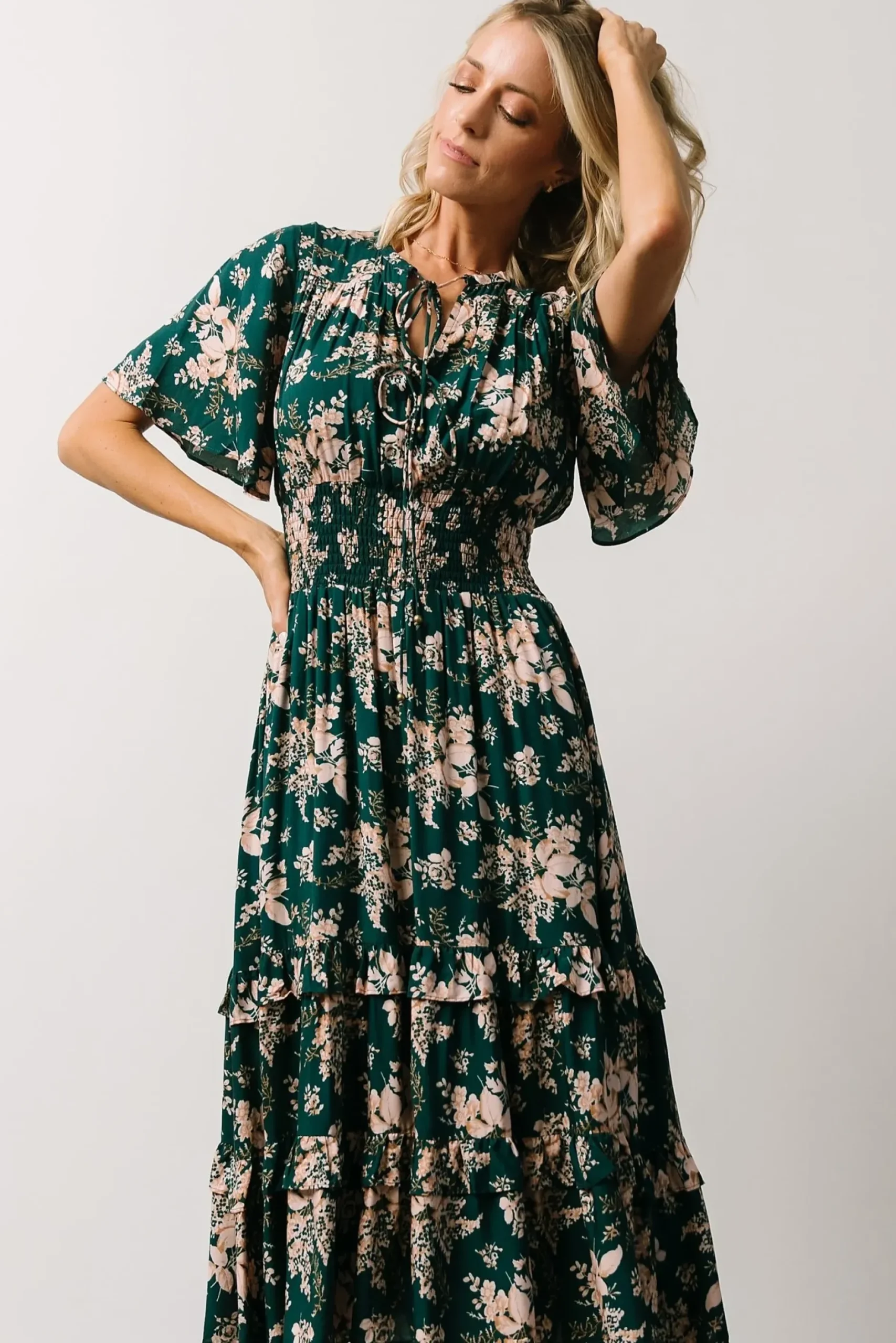 Baltic Born midi dresses|bump friendly|Spell Boho Midi Dress | Topaz + Blush Floral