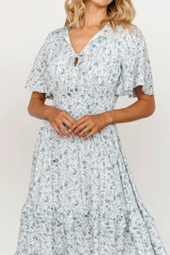 Baltic Born midi dresses|bump friendly|Spell Boho Midi Dress | White + Sage